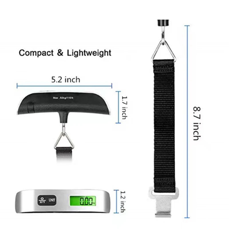 Balance numérique portable à écran LCD, 50 kg, pour bagages, valises, voyage