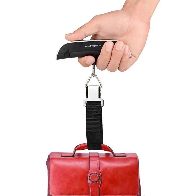 Balance numérique portable à écran LCD, 50 kg, pour bagages, valises, voyage