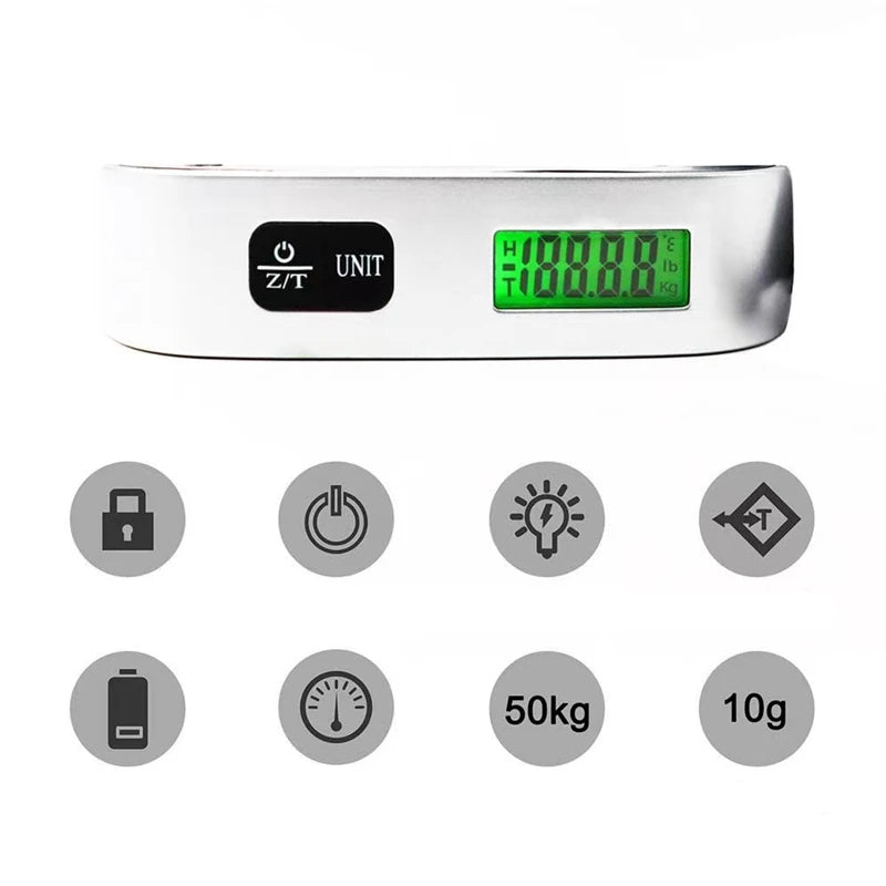 Balance numérique portable à écran LCD, 50 kg, pour bagages, valises, voyage