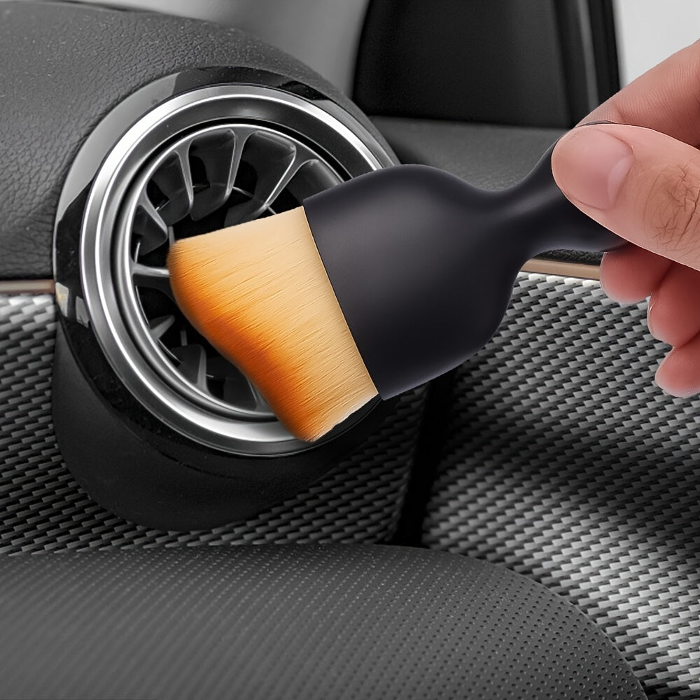 1 brosse de nettoyage souple pour voiture avec couvercles, pour tableau de bord, sortie d'air, dépoussiérage, nettoyage des détails, accessoires d'intérieur auto