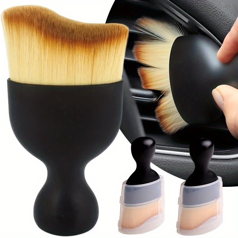 1 brosse de nettoyage souple pour voiture avec couvercles, pour tableau de bord, sortie d'air, dépoussiérage, nettoyage des détails, accessoires d'intérieur auto